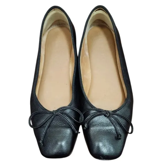 M.GEMI The Danza Leather Black Flats with Hidden Wedge, Size EU 35.5/US 5.5