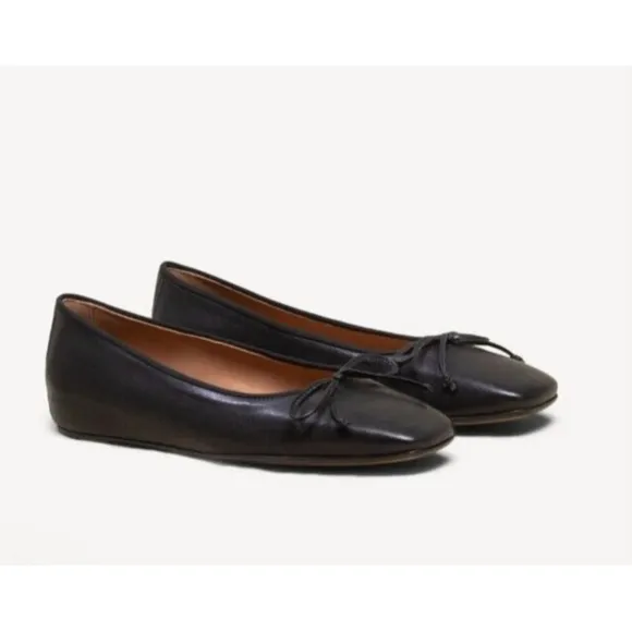 M.GEMI The Danza Leather Black Flats with Hidden Wedge, Size EU 35.5/US 5.5
