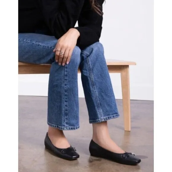 M.GEMI The Danza Leather Black Flats with Hidden Wedge, Size EU 35.5/US 5.5