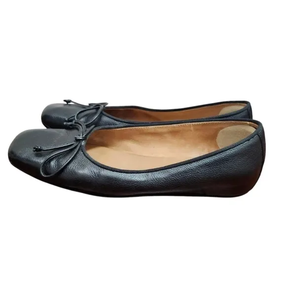 M.GEMI The Danza Leather Black Flats with Hidden Wedge, Size EU 35.5/US 5.5