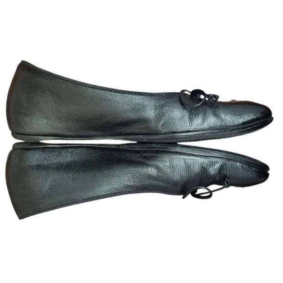 M.GEMI The Danza Leather Black Flats with Hidden Wedge, Size EU 35.5/US 5.5