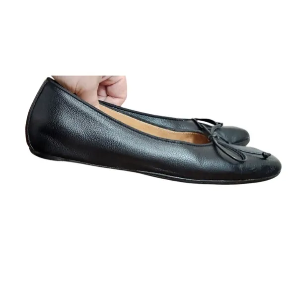 M.GEMI The Danza Leather Black Flats with Hidden Wedge, Size EU 35.5/US 5.5
