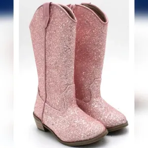 Mia Bella Sparkly Pink Cowboy Boots Side Zipper Size 10