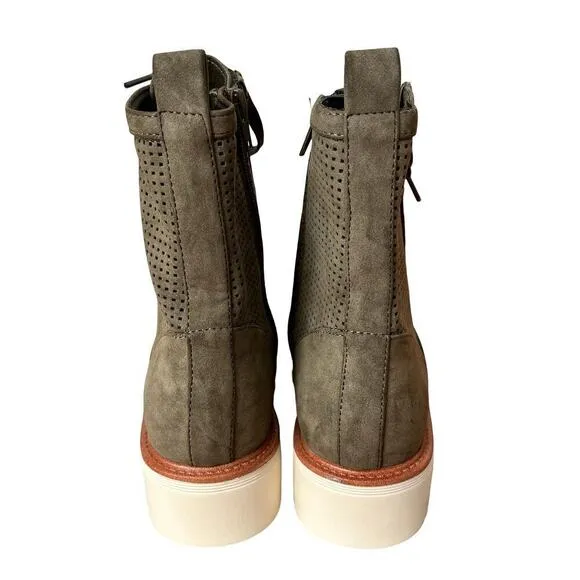 MIA Havenn Kashton Lace Up Combat Boots Size 8.5 Olive Green Perforated Side Zip