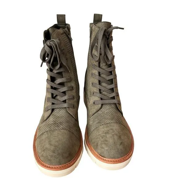 MIA Havenn Kashton Lace Up Combat Boots Size 8.5 Olive Green Perforated Side Zip