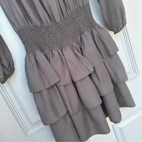 Michael Kors 100% silk black mini dress​ with ruffles size xs