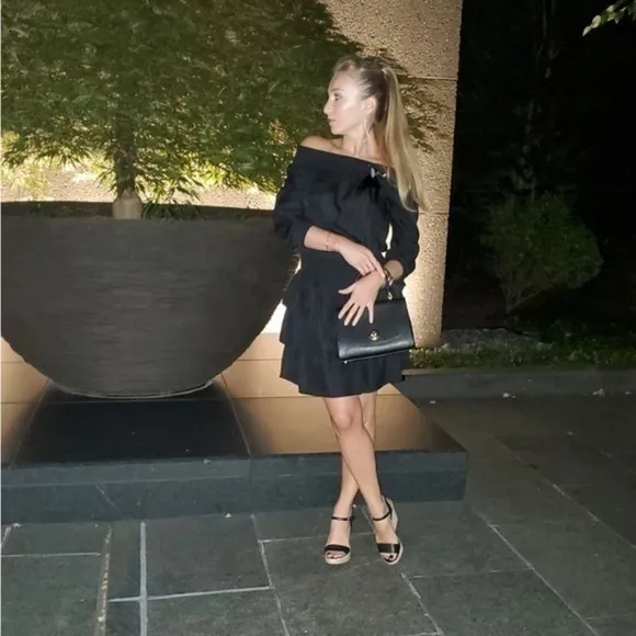 Michael Kors 100% silk black mini dress​ with ruffles size xs