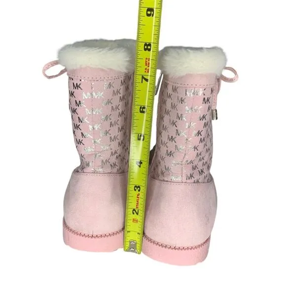 Michael Kors Boots for Girls Light Pink MK Silver Logo Print Side Zipper Size 2