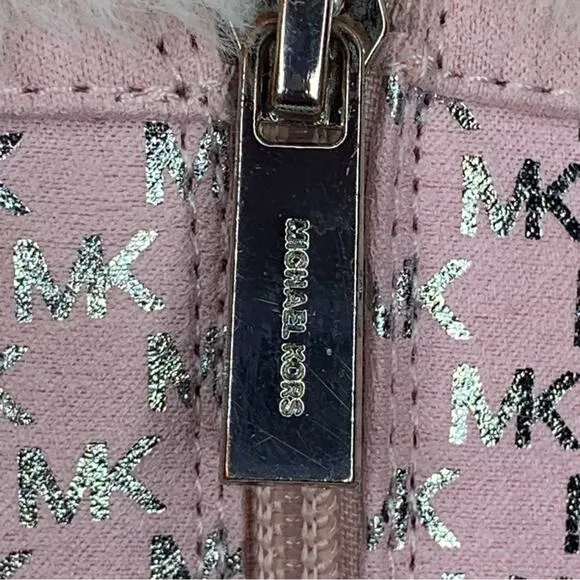 Michael Kors Boots for Girls Light Pink MK Silver Logo Print Side Zipper Size 2