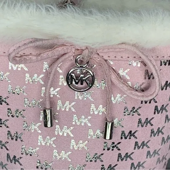 Michael Kors Boots for Girls Light Pink MK Silver Logo Print Side Zipper Size 2