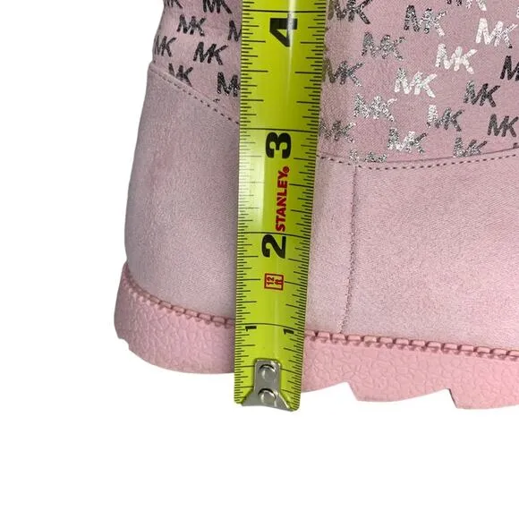 Michael Kors Boots for Girls Light Pink MK Silver Logo Print Side Zipper Size 2