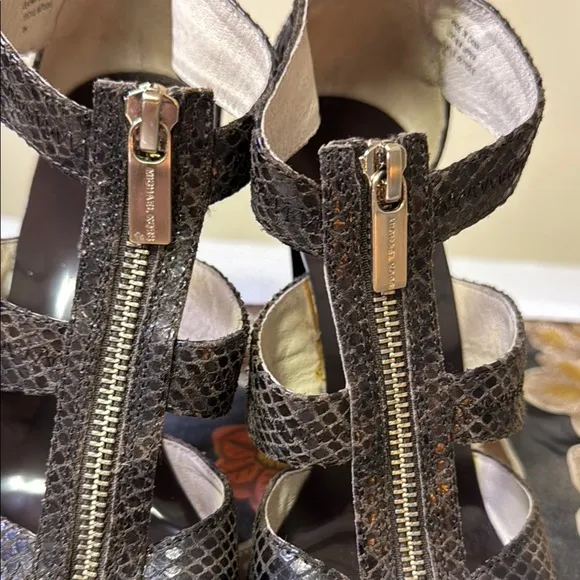 Michael Kors Brown High Heel Sandals with Crisscross Straps