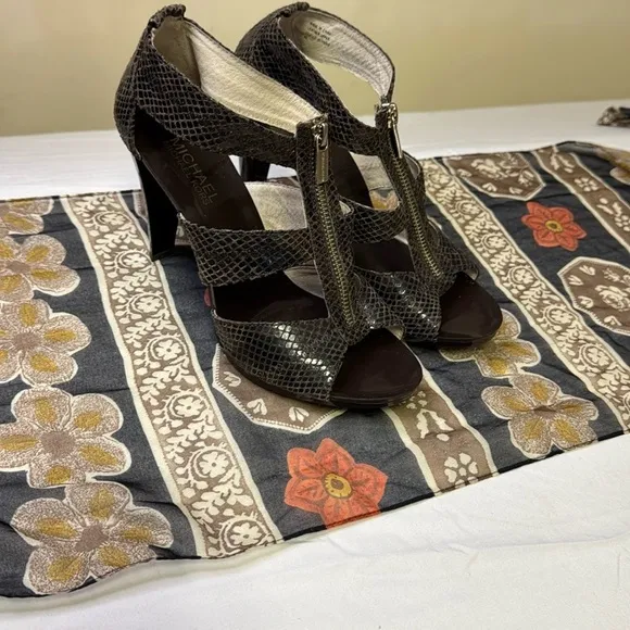 Michael Kors Brown High Heel Sandals with Crisscross Straps