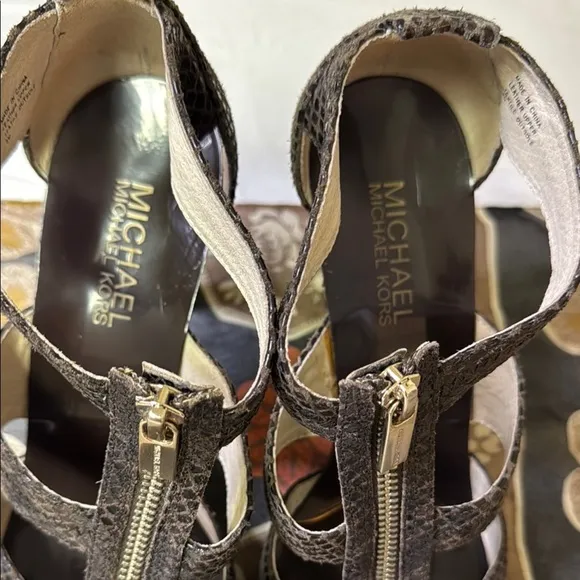 Michael Kors Brown High Heel Sandals with Crisscross Straps