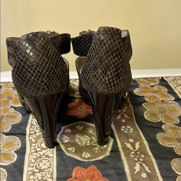 Michael Kors Brown High Heel Sandals with Crisscross Straps