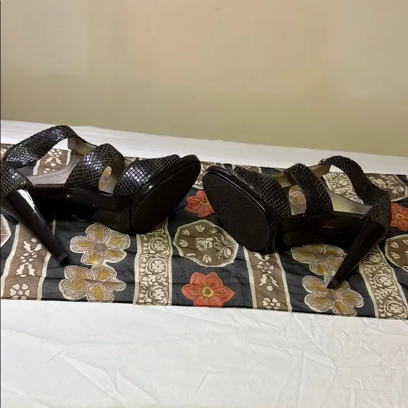 Michael Kors Brown High Heel Sandals with Crisscross Straps
