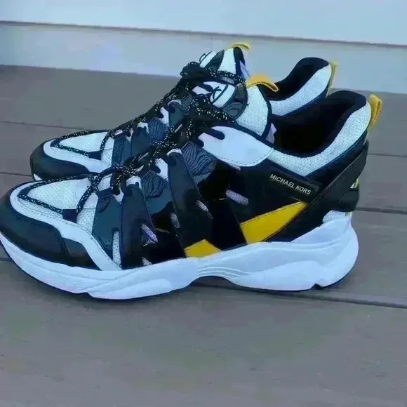 Michael Kors Shoes Mens Hero Leather and Mesh Trainer Shoes