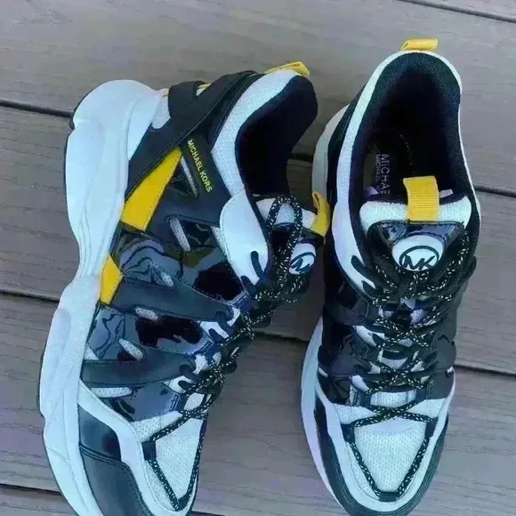 Michael Kors Shoes Mens Hero Leather and Mesh Trainer Shoes