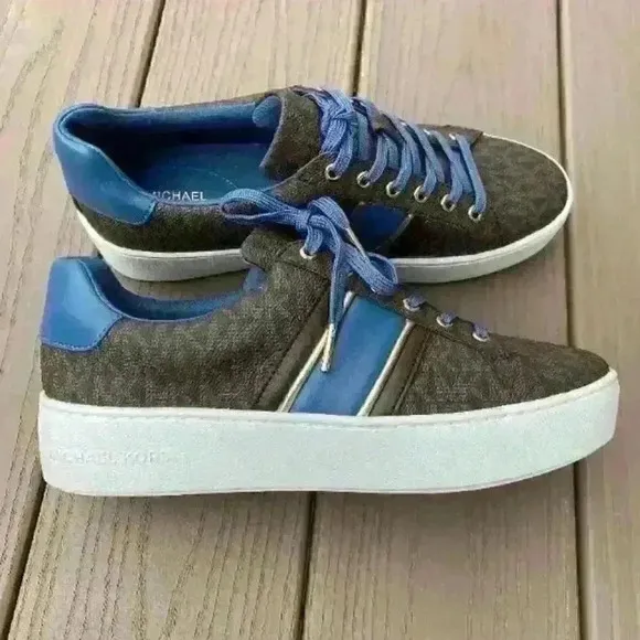 Michael Kors Shoes Womens Logo Stripe Sneaker Chambray