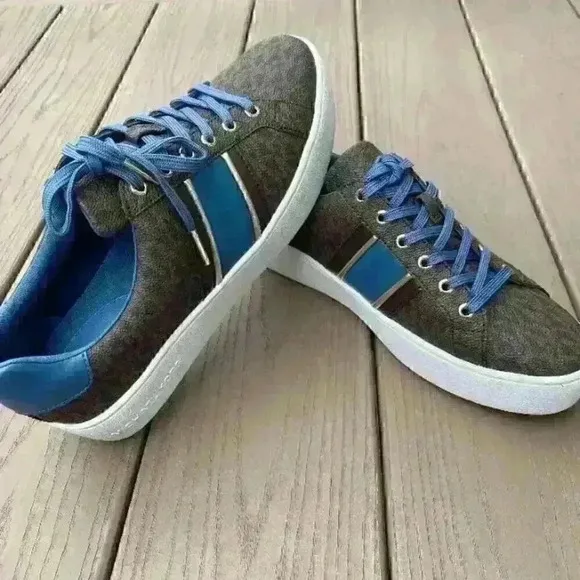 Michael Kors Shoes Womens Logo Stripe Sneaker Chambray