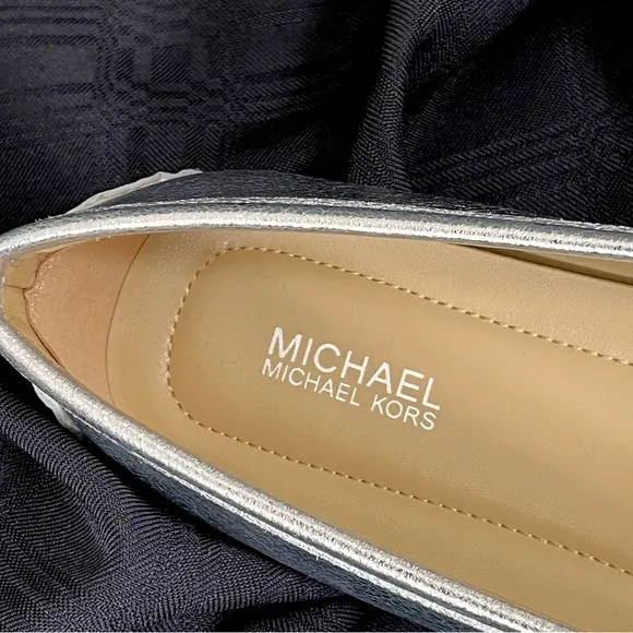 Michael Kors Silver Metallic Fulton Moc Women's Flats Size 7