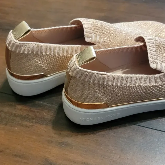 Michael Kors Skyler Rose Gold Knit Slip On Shoes