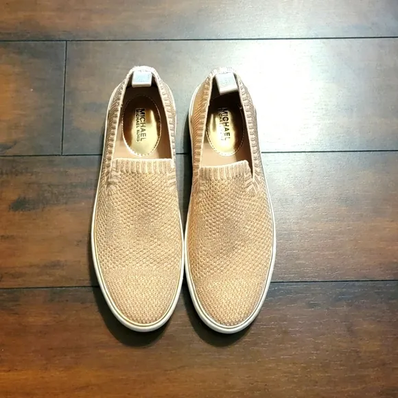 Michael Kors Skyler Rose Gold Knit Slip On Shoes