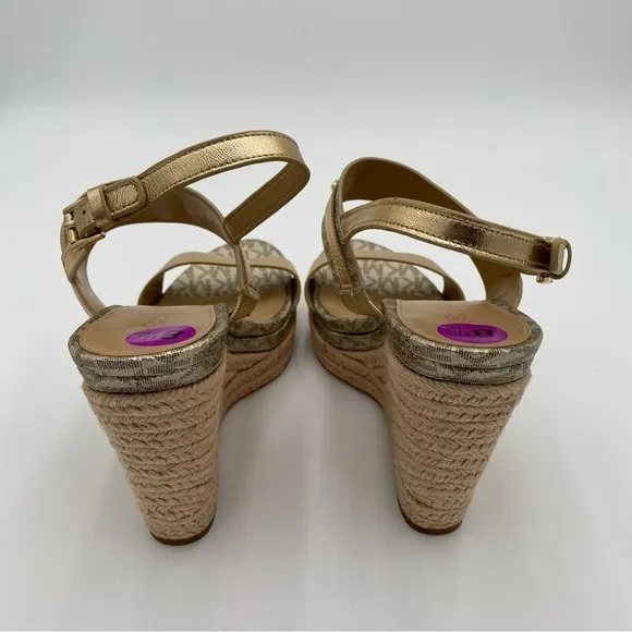 Michael Kors Strappy Leather Espardrille Wedges Summer Sandals Size 8.5 (NWOT)