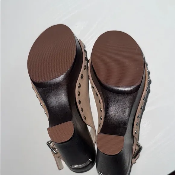 Michael Kors Tan and Black Wedge Slingbacks