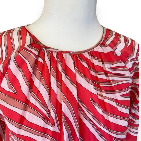 Michael Kors Zebra Print Cotton Lawn Cutout Dress in Gernaium Pink