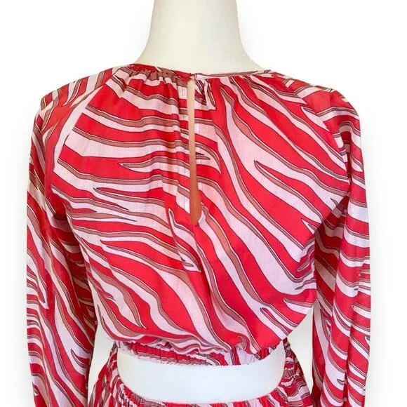 Michael Kors Zebra Print Cotton Lawn Cutout Dress in Gernaium Pink
