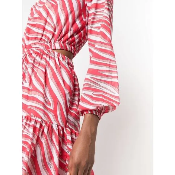 Michael Kors Zebra Print Cotton Lawn Cutout Dress in Gernaium Pink