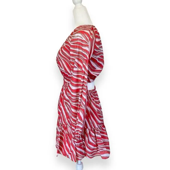 Michael Kors Zebra Print Cotton Lawn Cutout Dress in Gernaium Pink