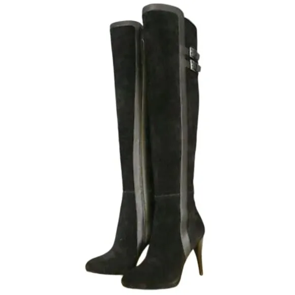 MICHAEL Michael Kors, Delaney‎ Over-the-Knee Boots Black Suede &amp; Leather, Size 6