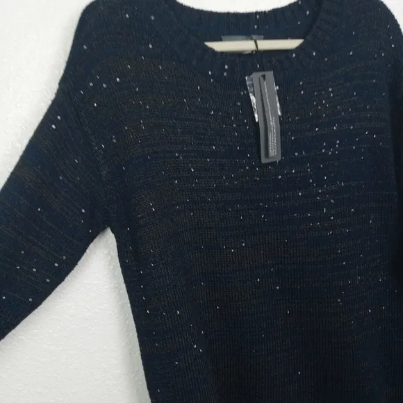 Michael Stars Sweater Women's XS/S Loose Long Blue Sparkle Sequins Boat L/S