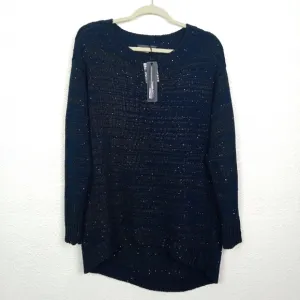Michael Stars Sweater Women's XS/S Loose Long Blue Sparkle Sequins Boat L/S