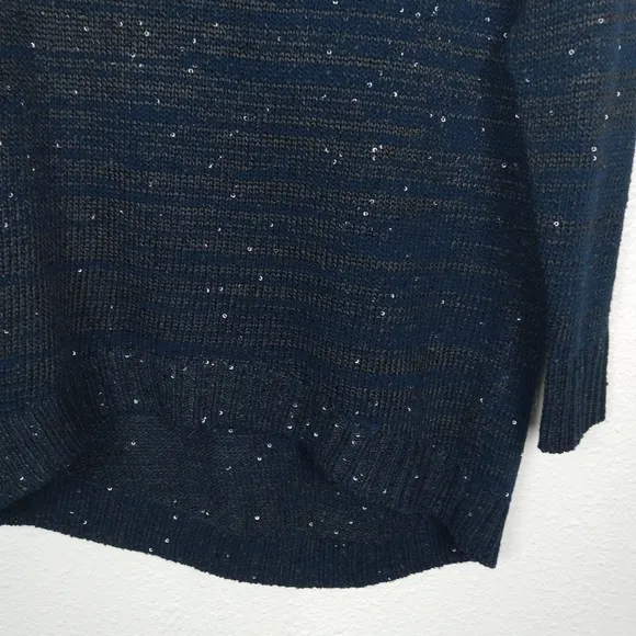 Michael Stars Sweater Women's XS/S Loose Long Blue Sparkle Sequins Boat L/S