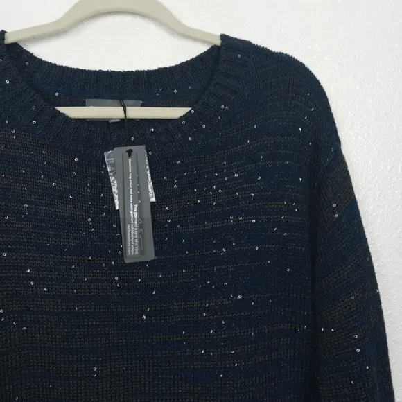 Michael Stars Sweater Women's XS/S Loose Long Blue Sparkle Sequins Boat L/S