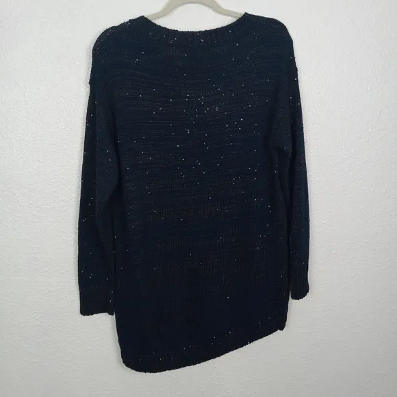 Michael Stars Sweater Women's XS/S Loose Long Blue Sparkle Sequins Boat L/S