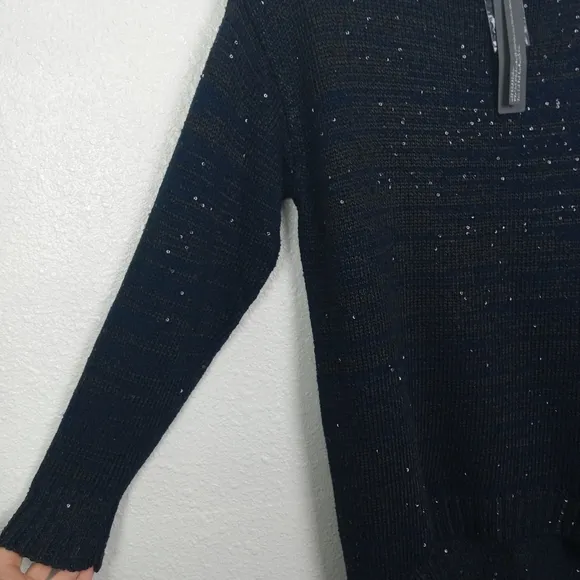 Michael Stars Sweater Women's XS/S Loose Long Blue Sparkle Sequins Boat L/S