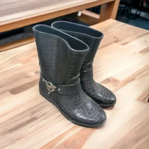 Micheal Kors Black Leather Rain Boots