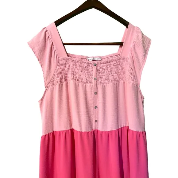 Michelle McDowell Ellis Fly Pink Orange Red Color Block Midi Dress NWOT