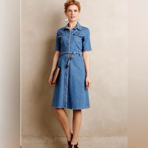 M.i.h Jeans Button Down Denim Dress with Belt Size Medium