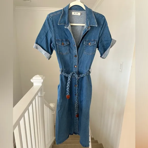 M.i.h Jeans Button Down Denim Dress with Belt Size Medium