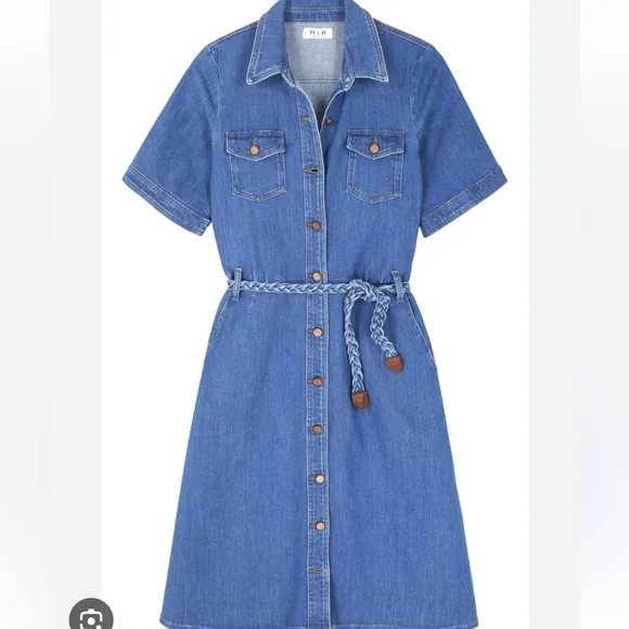 M.i.h Jeans Button Down Denim Dress with Belt Size Medium