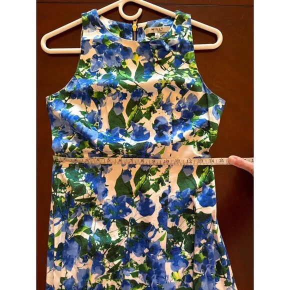 Milly For Design Nation Blue   Green Floral Sleeveless Mini Dress Size 4