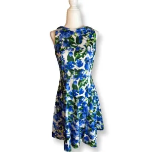 Milly For Design Nation Blue   Green Floral Sleeveless Mini Dress Size 4