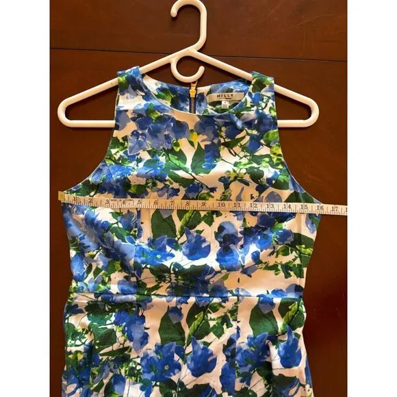 Milly For Design Nation Blue   Green Floral Sleeveless Mini Dress Size 4