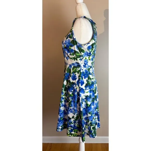 Milly For Design Nation Blue   Green Floral Sleeveless Mini Dress Size 4