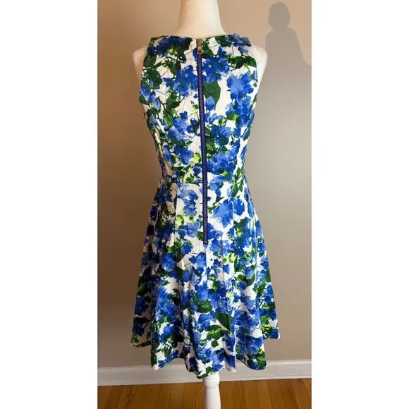 Milly For Design Nation Blue   Green Floral Sleeveless Mini Dress Size 4